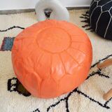 Moroccan leather pouf
