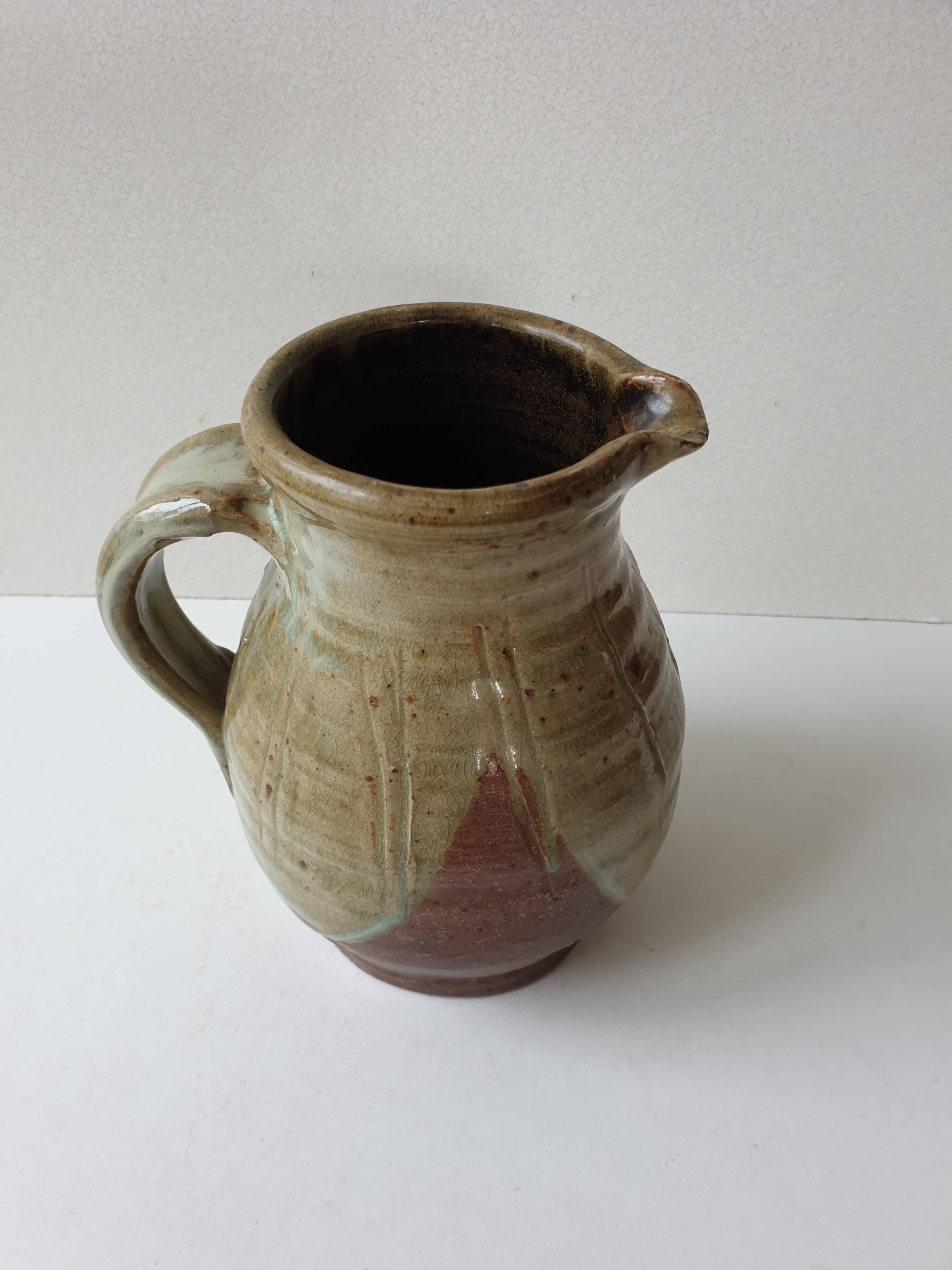 Ceramic pitcher (stoneware) Signed Jean Michel Doix