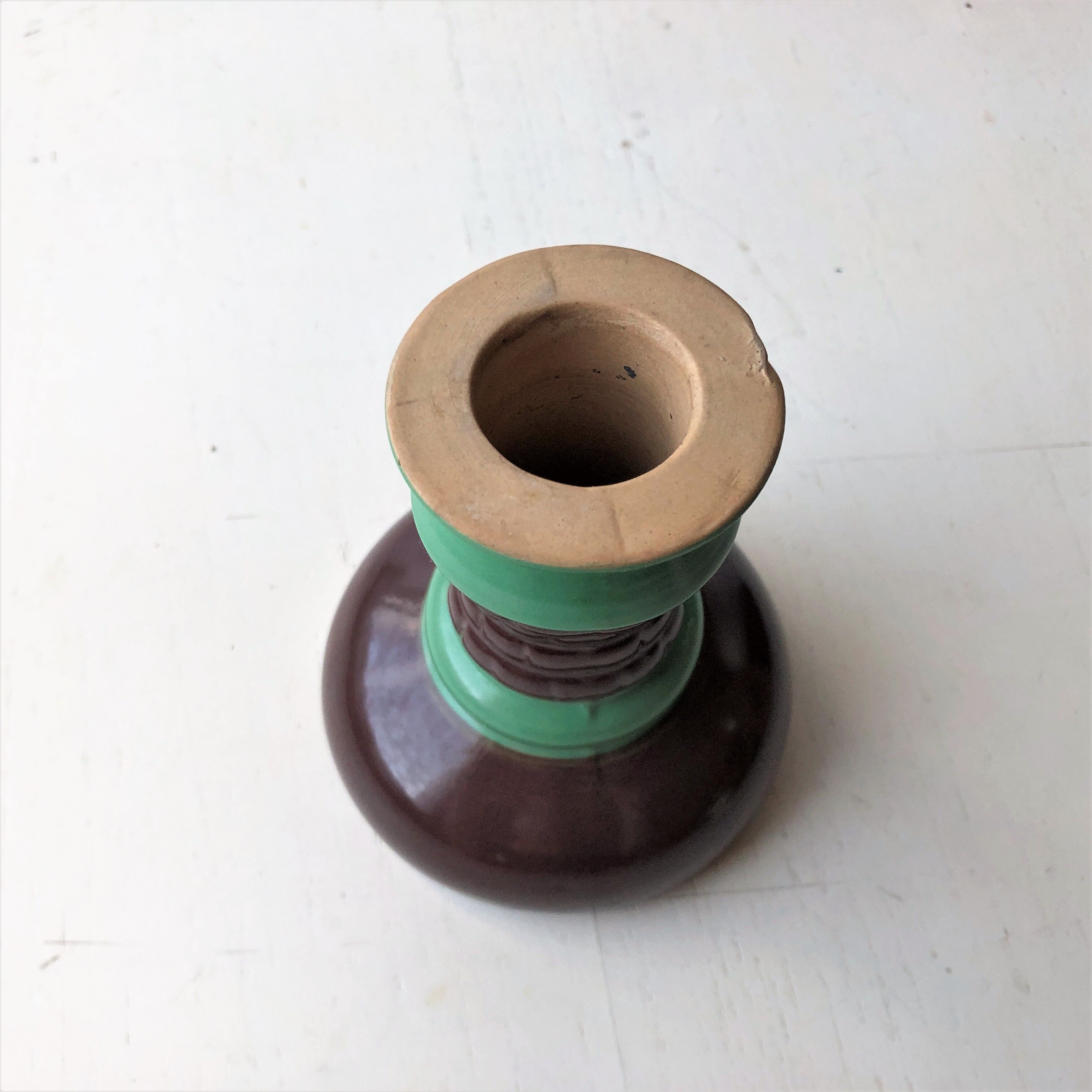 Handmade glazed ceramic candle holder