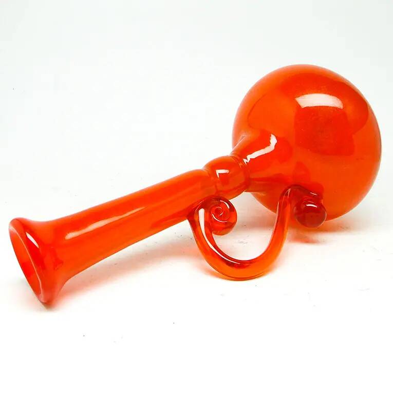 Vase, modernist, orange glass, designed by B. Świstacka, Poland, 1970s
