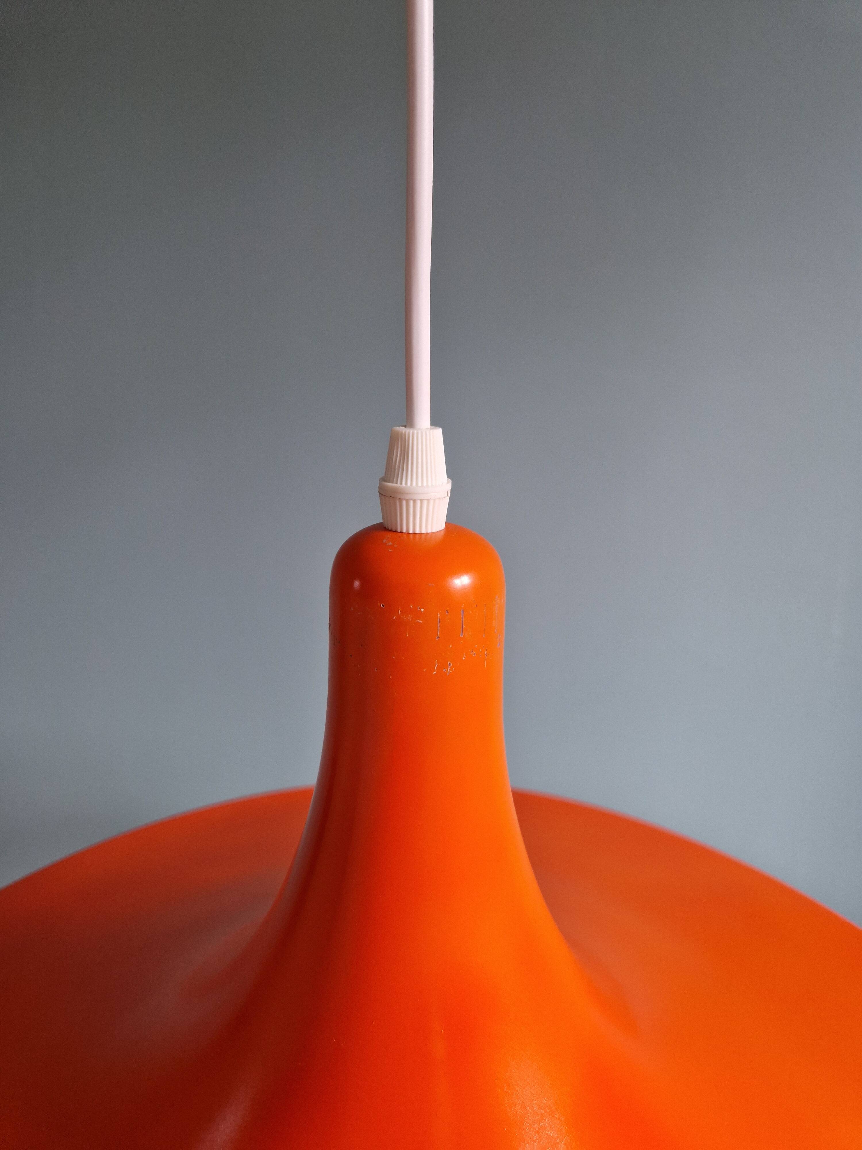 Large vintage orange plastic pendant light
