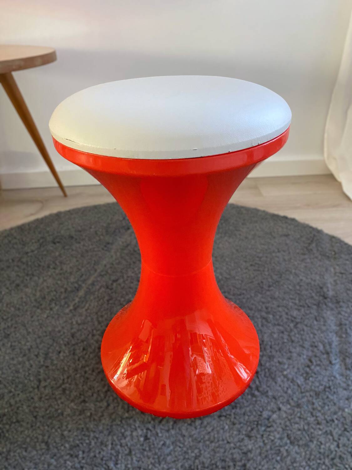Tabouret tam tam rouge orange vintage