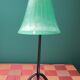 Light tripod lamp shade glass green sprit 1950