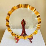 Dish signed Annie Glass 38/31 made in USA wavy edge gilded with 24k fine gold