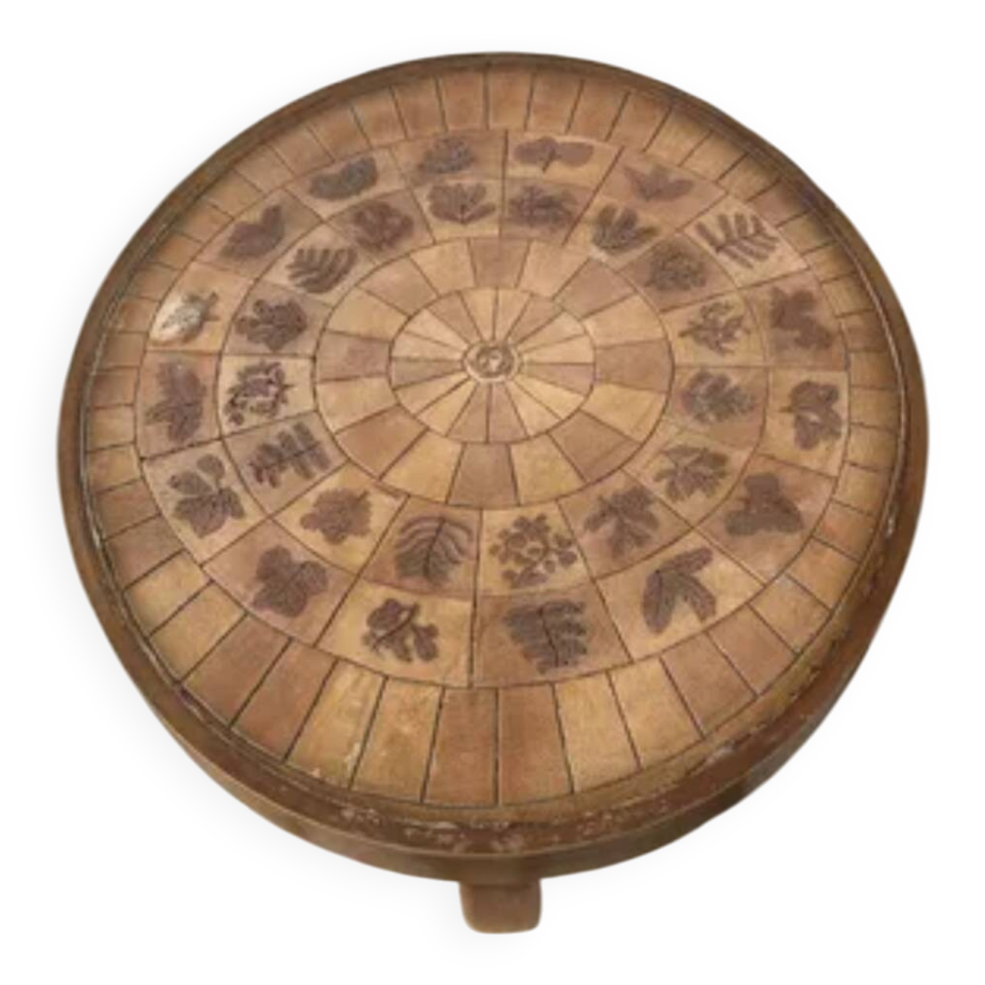 Vintage oval coffee table "Herbier" ceramic 70s