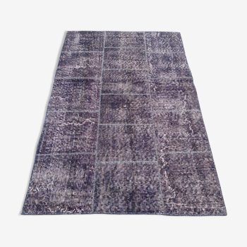 Distressed vintage turkish patchwork rug 150x100 cm wool medium