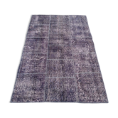 Distressed vintage turkish patchwork rug 150x100 cm wool medium