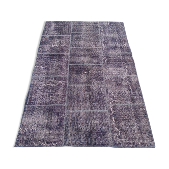 Distressed vintage turkish patchwork rug 150x100 cm wool medium