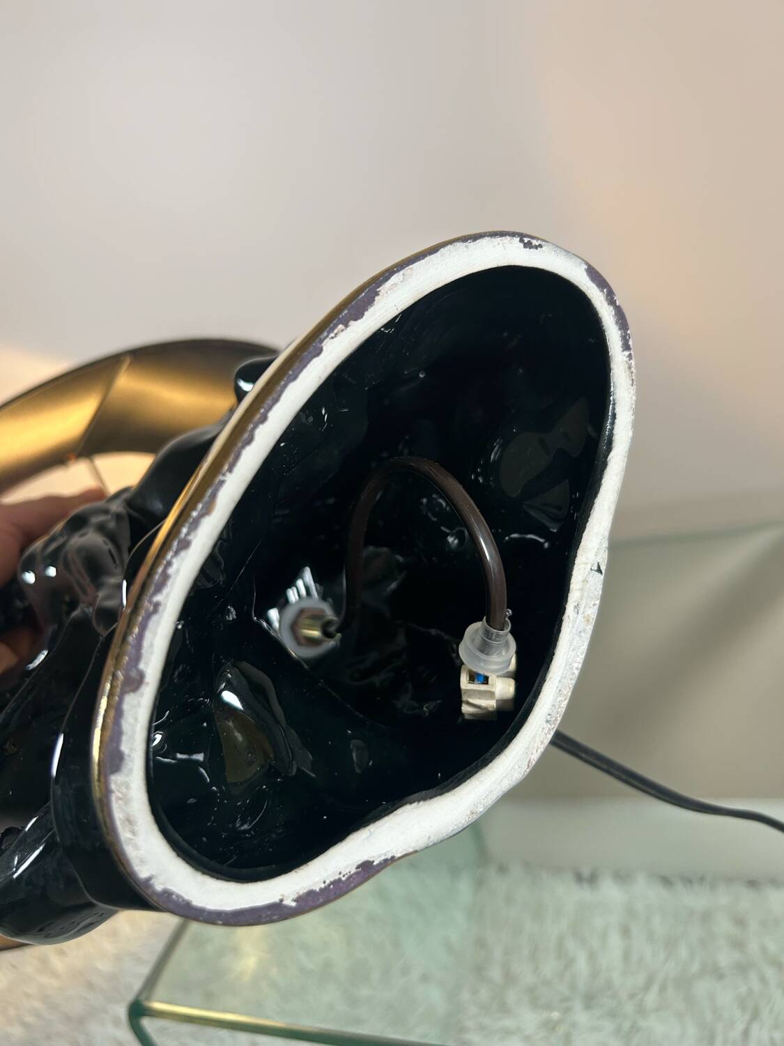 Lampe en céramique cheval, années 70