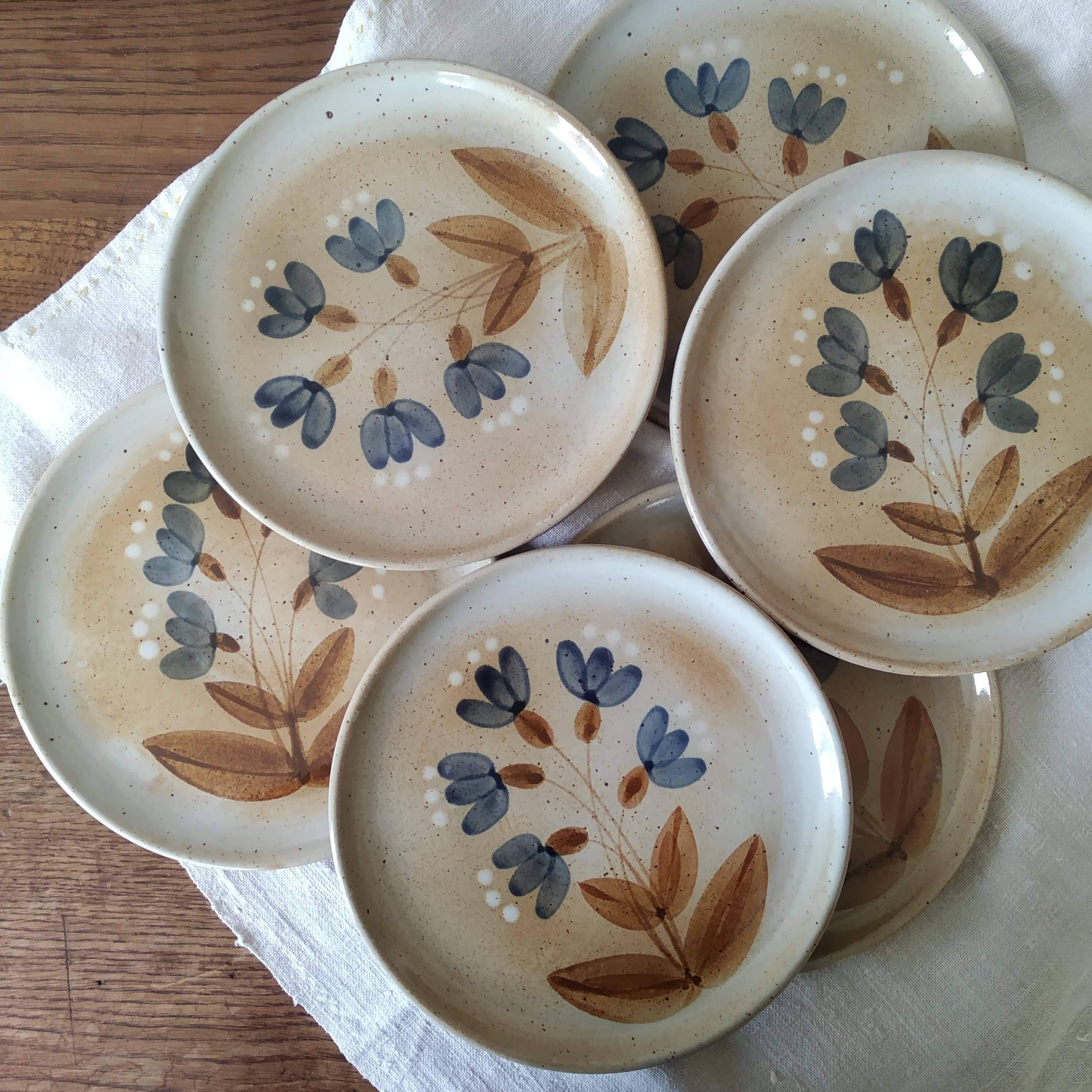 6 Vintage Grès du Marais dessert plates