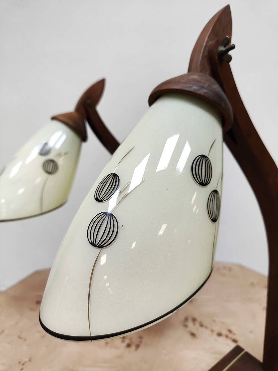 Pair of midcentury modern wooden desk lamp set table lamp