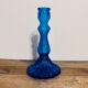 Blue glass candlestick