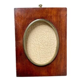 Mahogany wood frame with brass borders