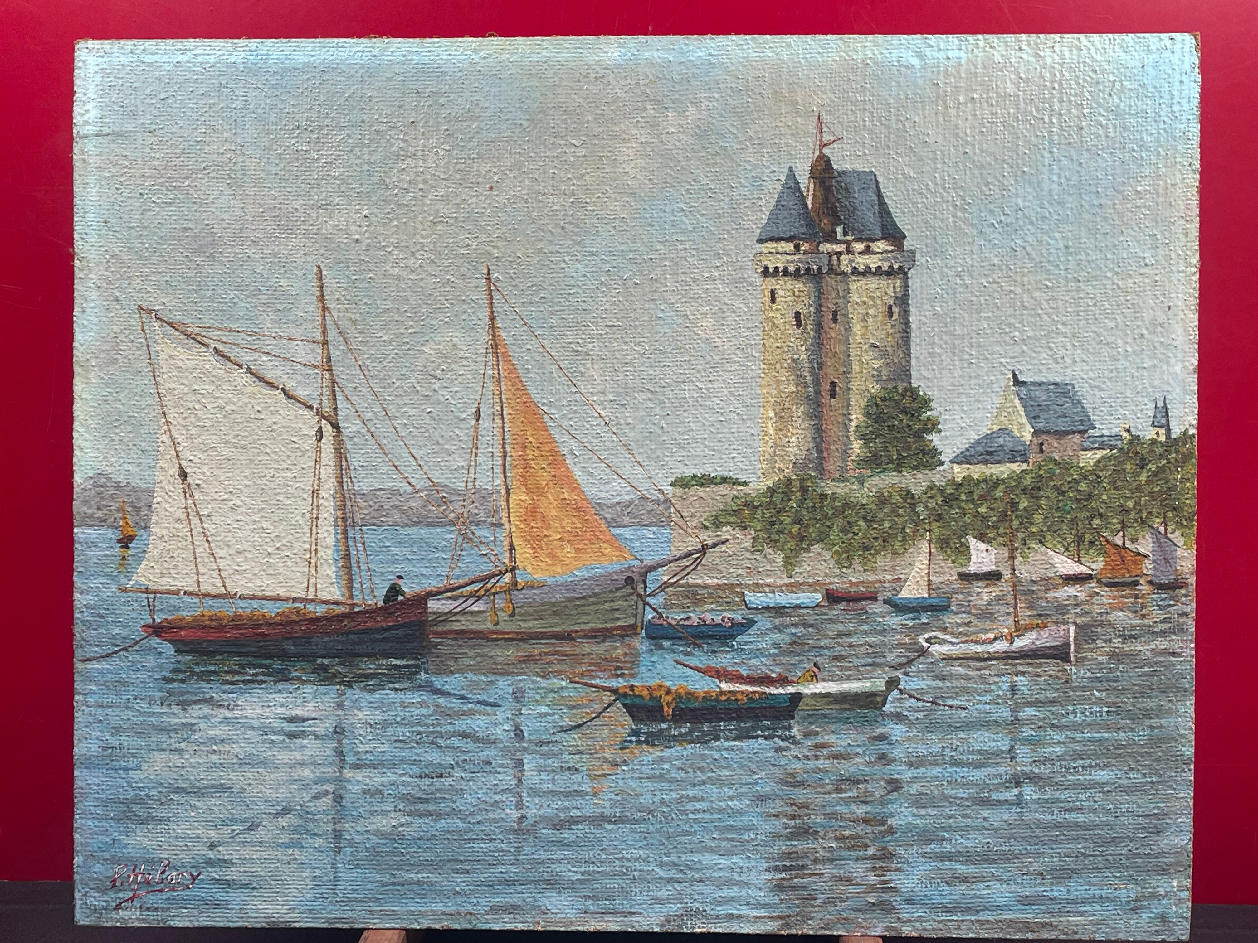 P. Helary oil on panel the Solidor tower, Saint-Servan, Saint-Malo