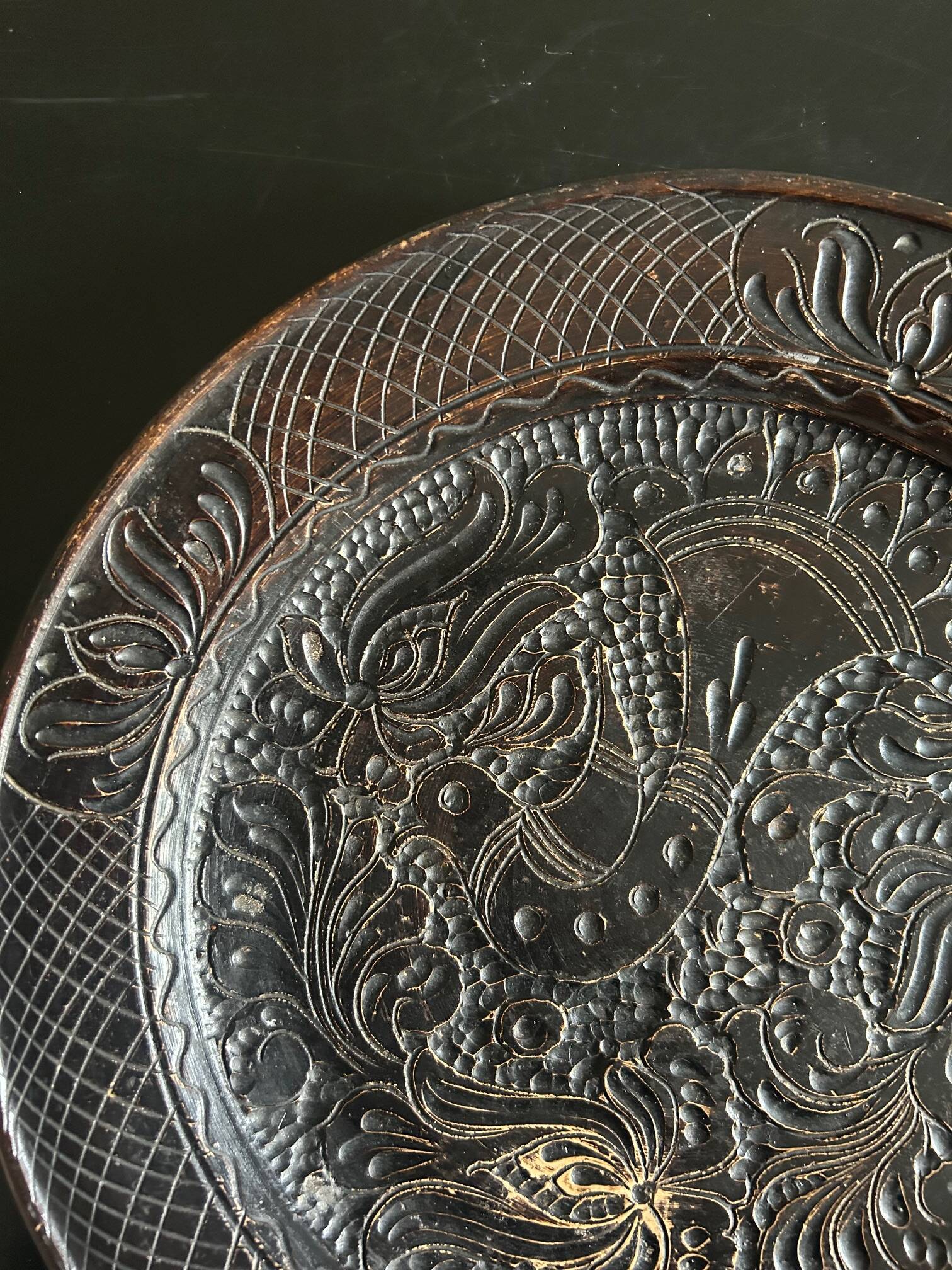 Korond ceramic dish with bird decoration