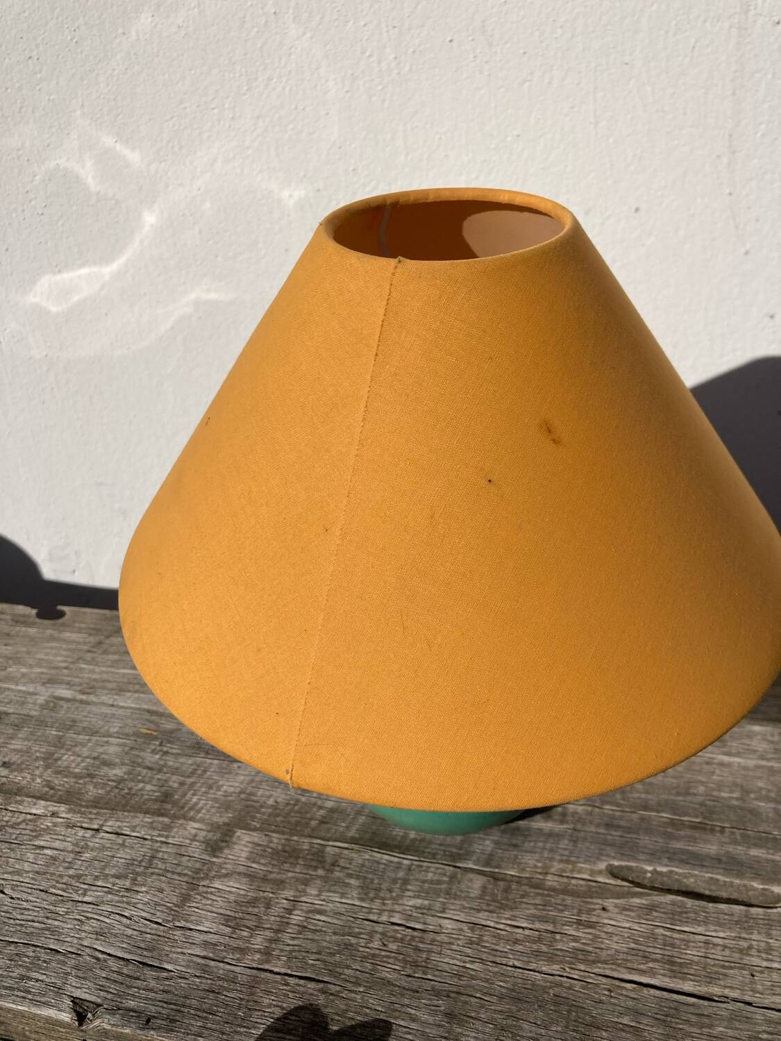 80s green wood ball bedside lamp