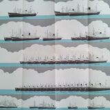 Poster of the Fleet of the company Courrier Maritime and map of the world