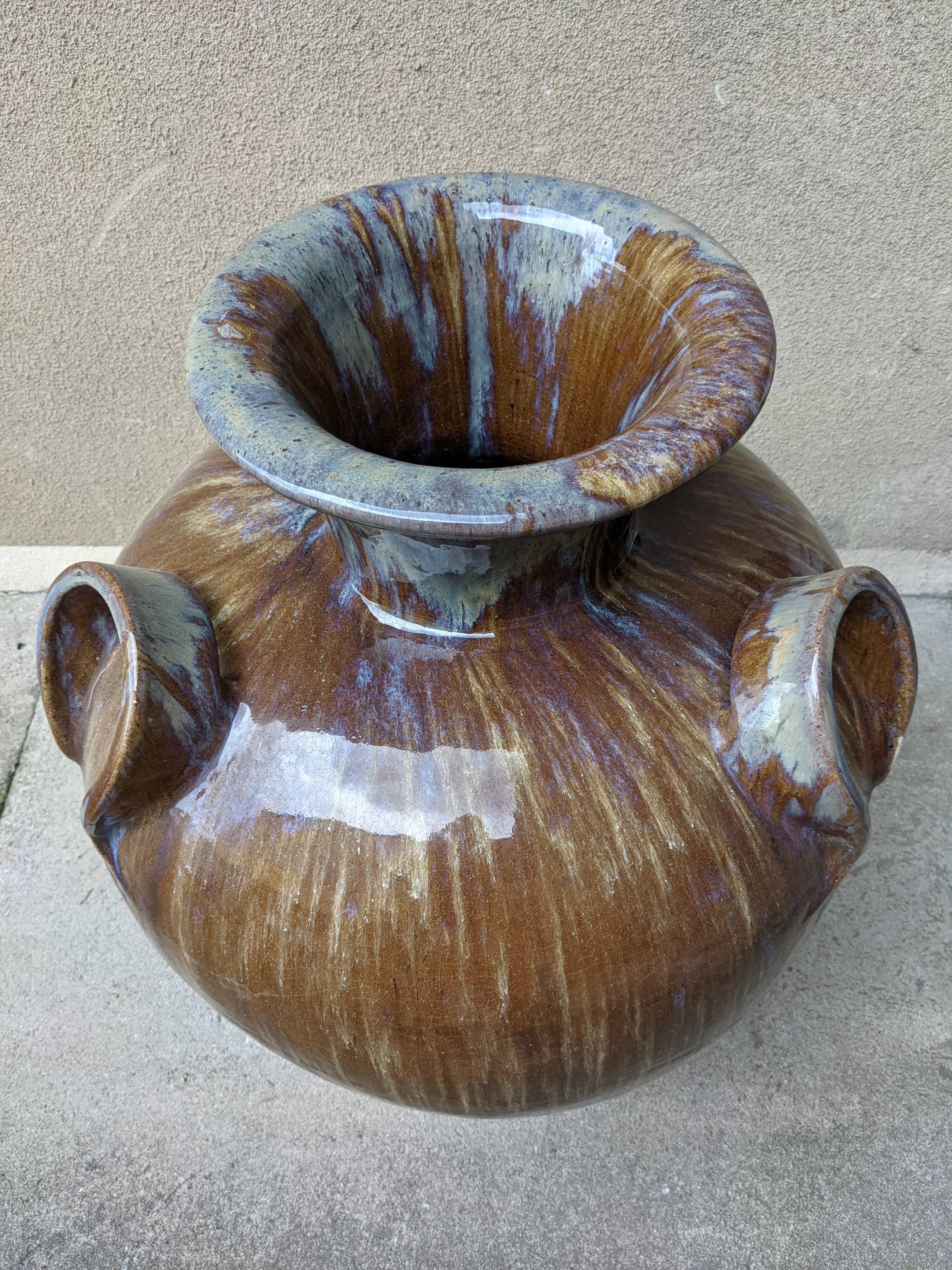 XXL jar or vase in late 19th century enamelled stoneware