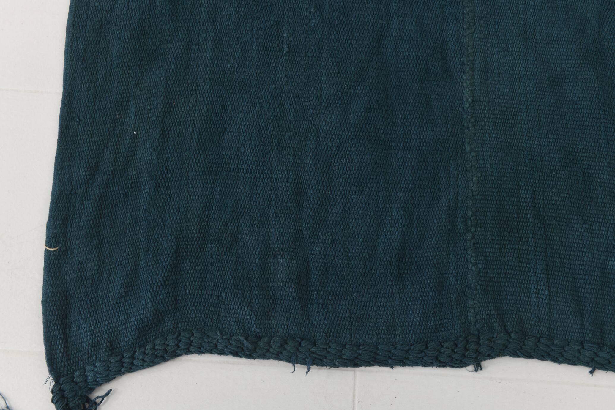 4x8 Deep Blue Decorative Turkish Kilim Rug, 128x235 Cm