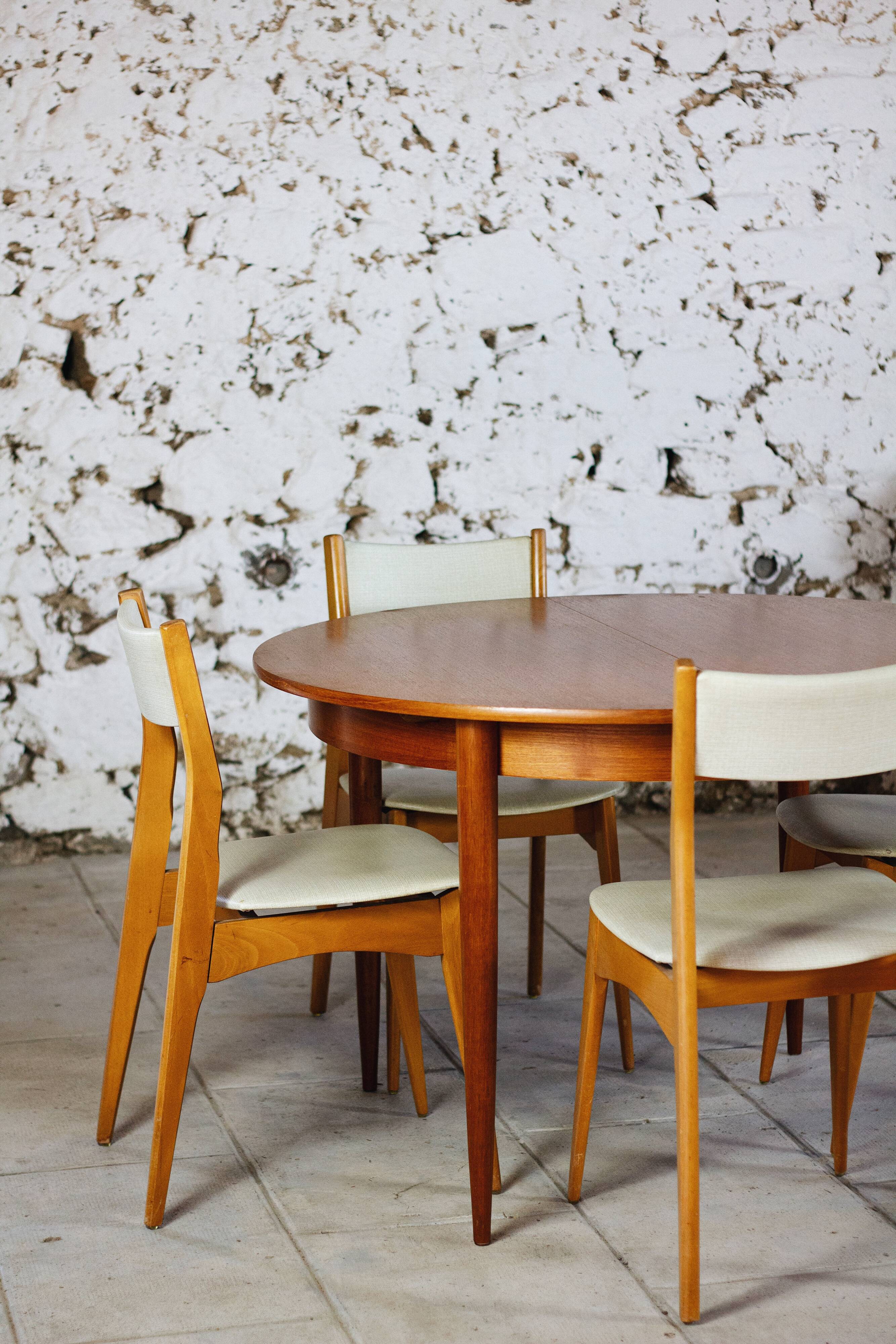4 Danish chairs in beech wood and skai, 1960