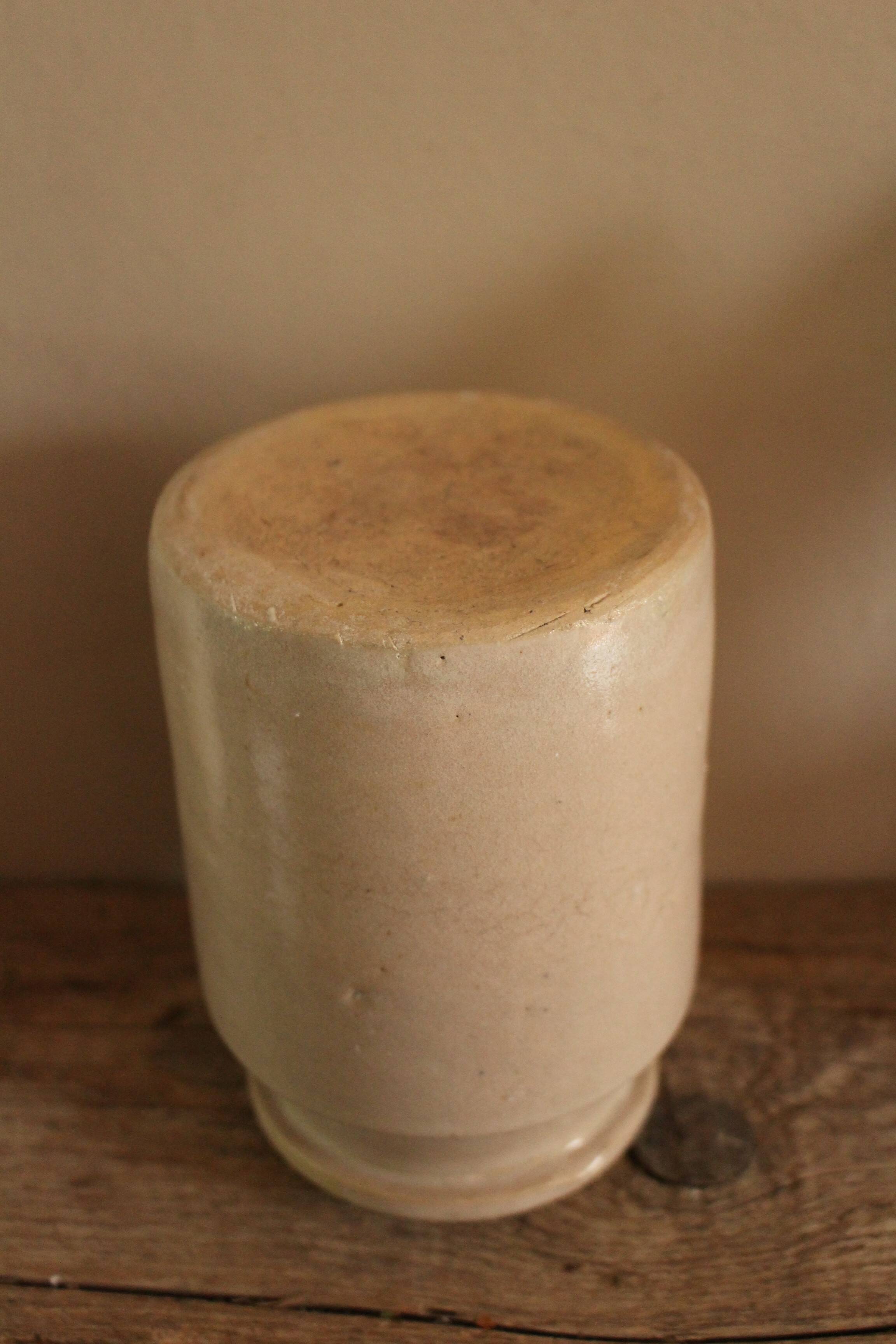 Vintage pink beige glazed stoneware pot