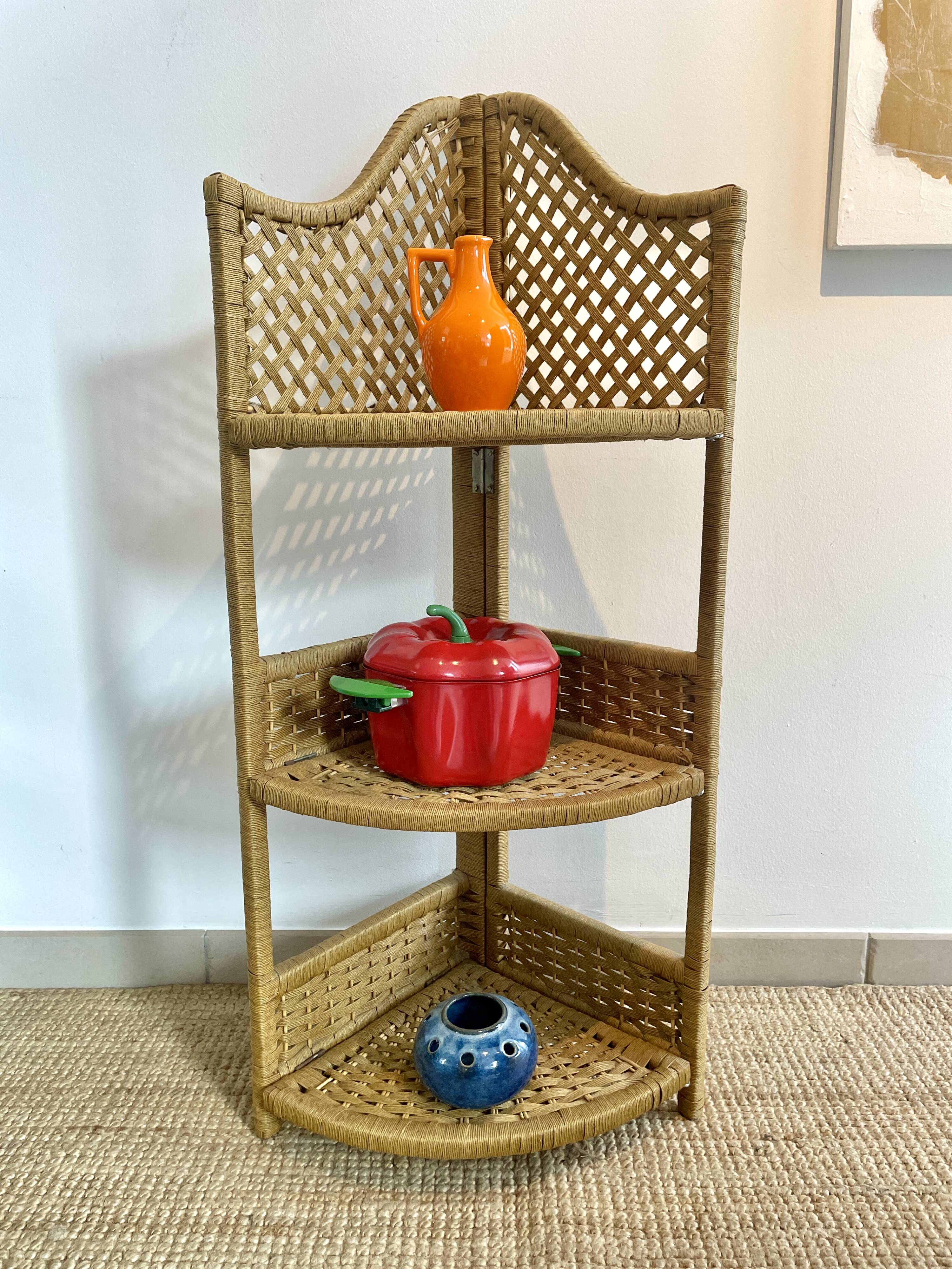 Folding rope corner, 70s corner shelf