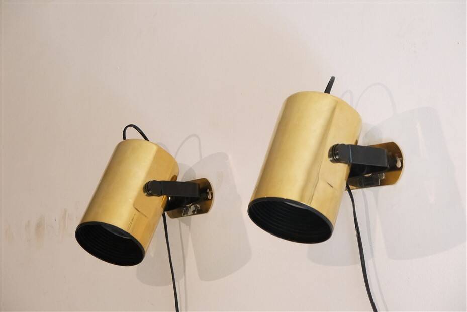 Pair of Scandinavian design wall lights in brass 1970