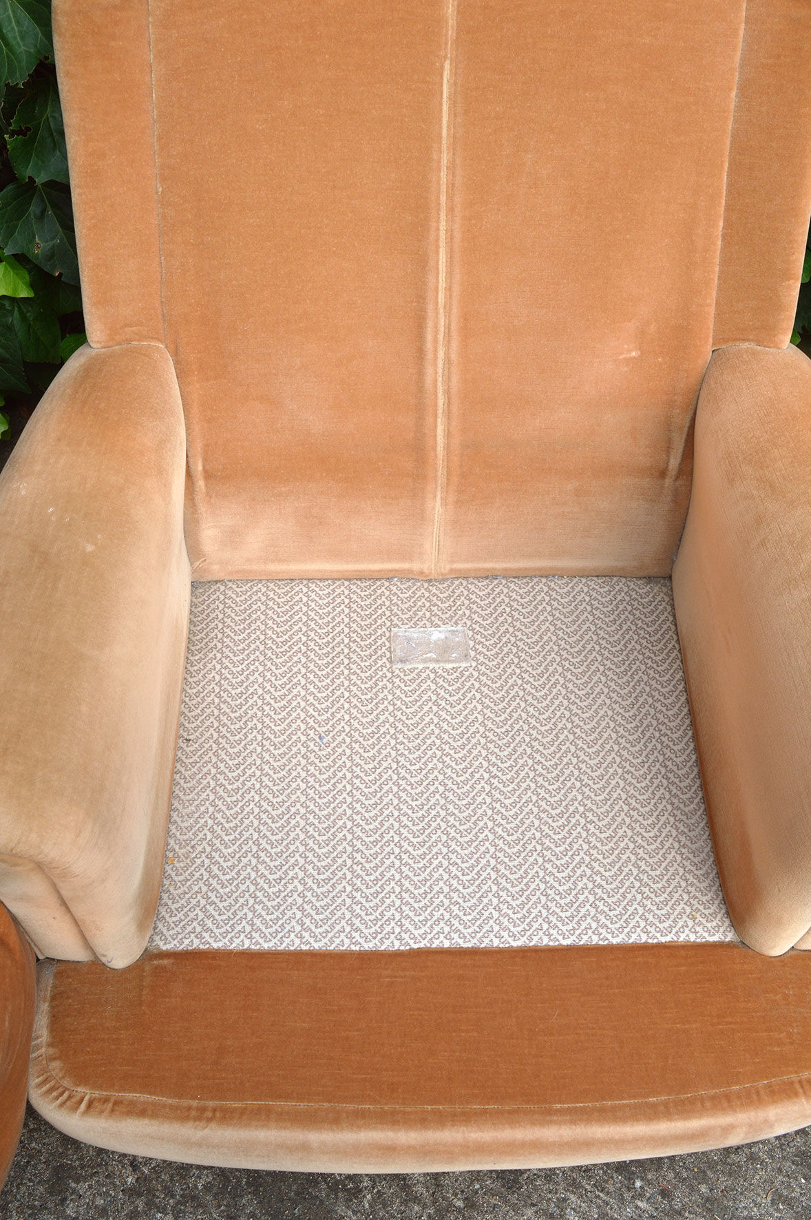 Fauteuil velours peach
