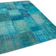 Hand-knotted oriental overdyed 170 cm x 244 cm turquoise patchwork rug