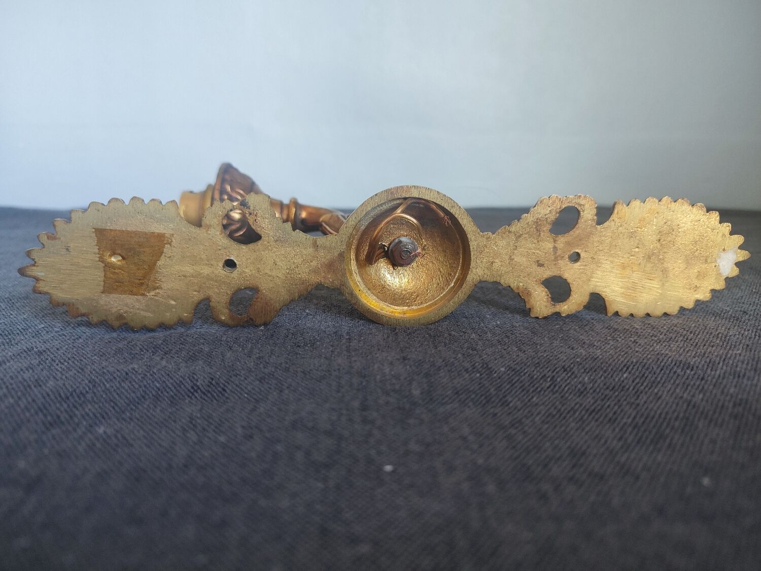 Pair of vintage brass and opaline wall lights