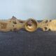 Pair of vintage brass and opaline wall lights