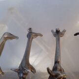 6 Vintage Pewter Animal Knife Holders