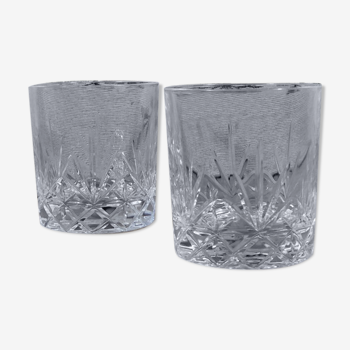 Chiseled crystal whiskey glasses