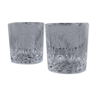 Chiseled crystal whiskey glasses