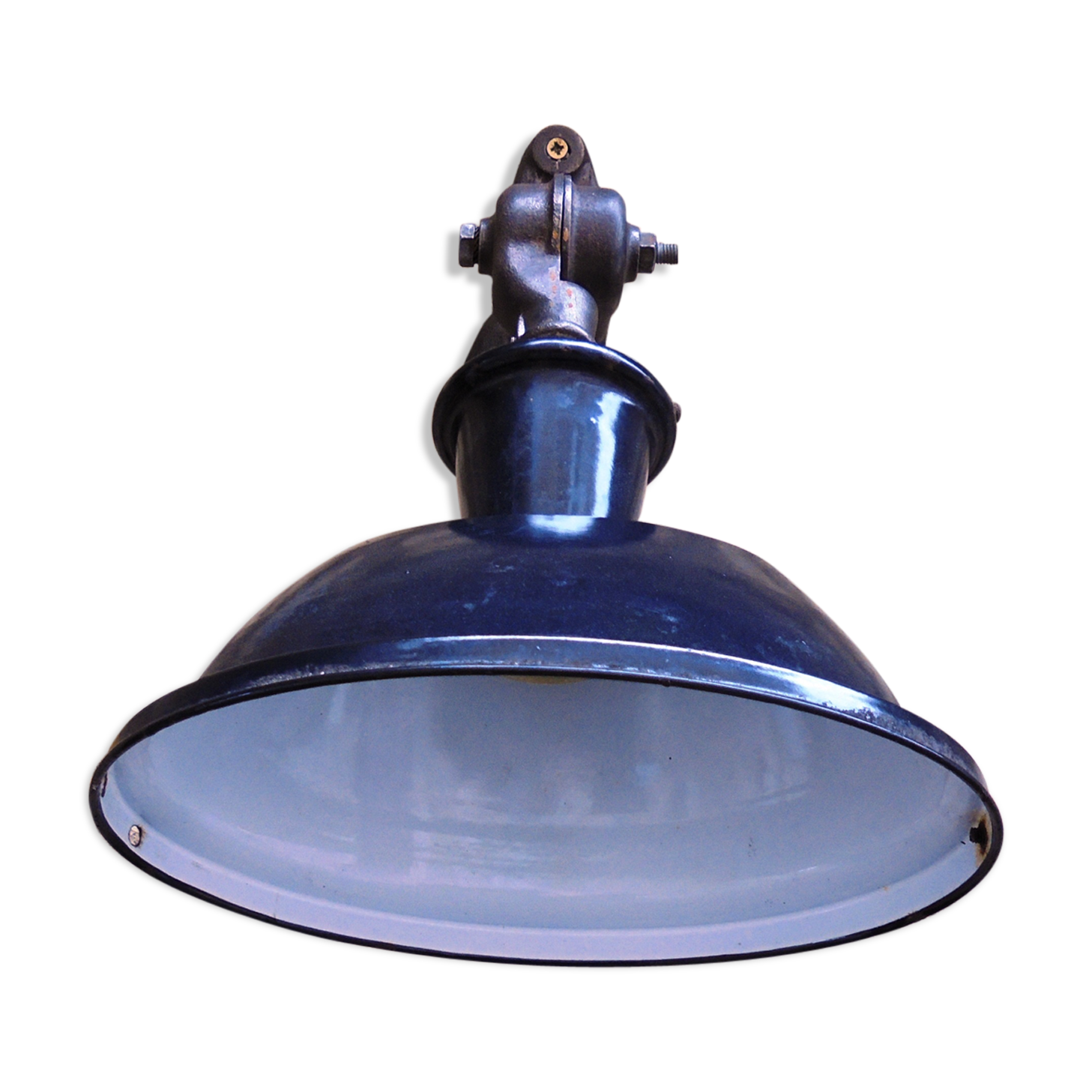 Antique cast iron and enamel wall lamp from the 1930s