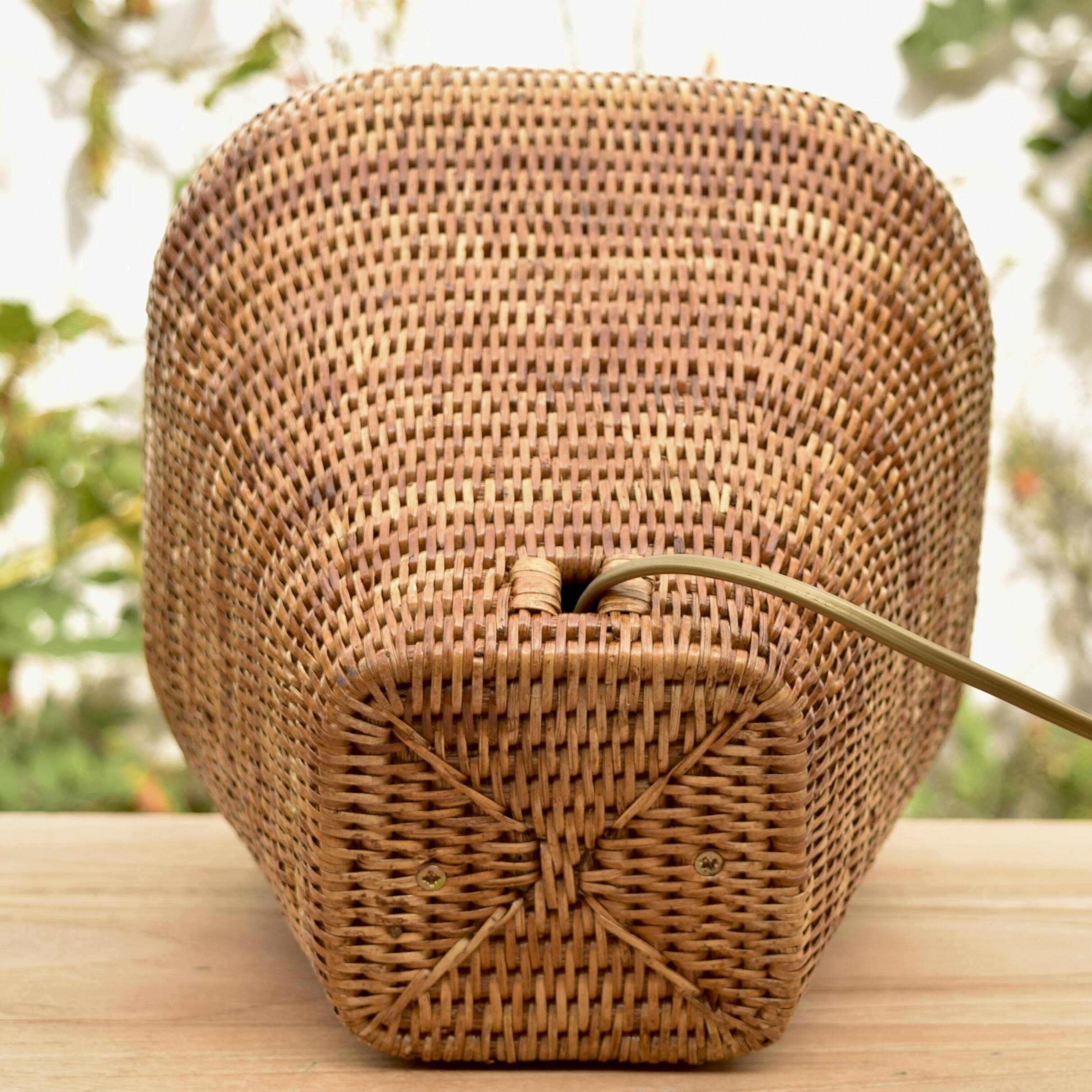 Vintage wicker and brass lamp base