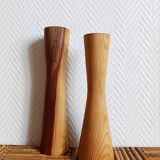 Scandinavian brutalist wooden candle holders