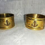 Pair of old towel rings "marine anchor" brass
