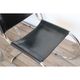Series of 6 minimalist chairs in chrome metal and black leather around 1970