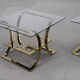 Tables basses italiennes vintage en or et verre, années 1960, Ensemble de 2