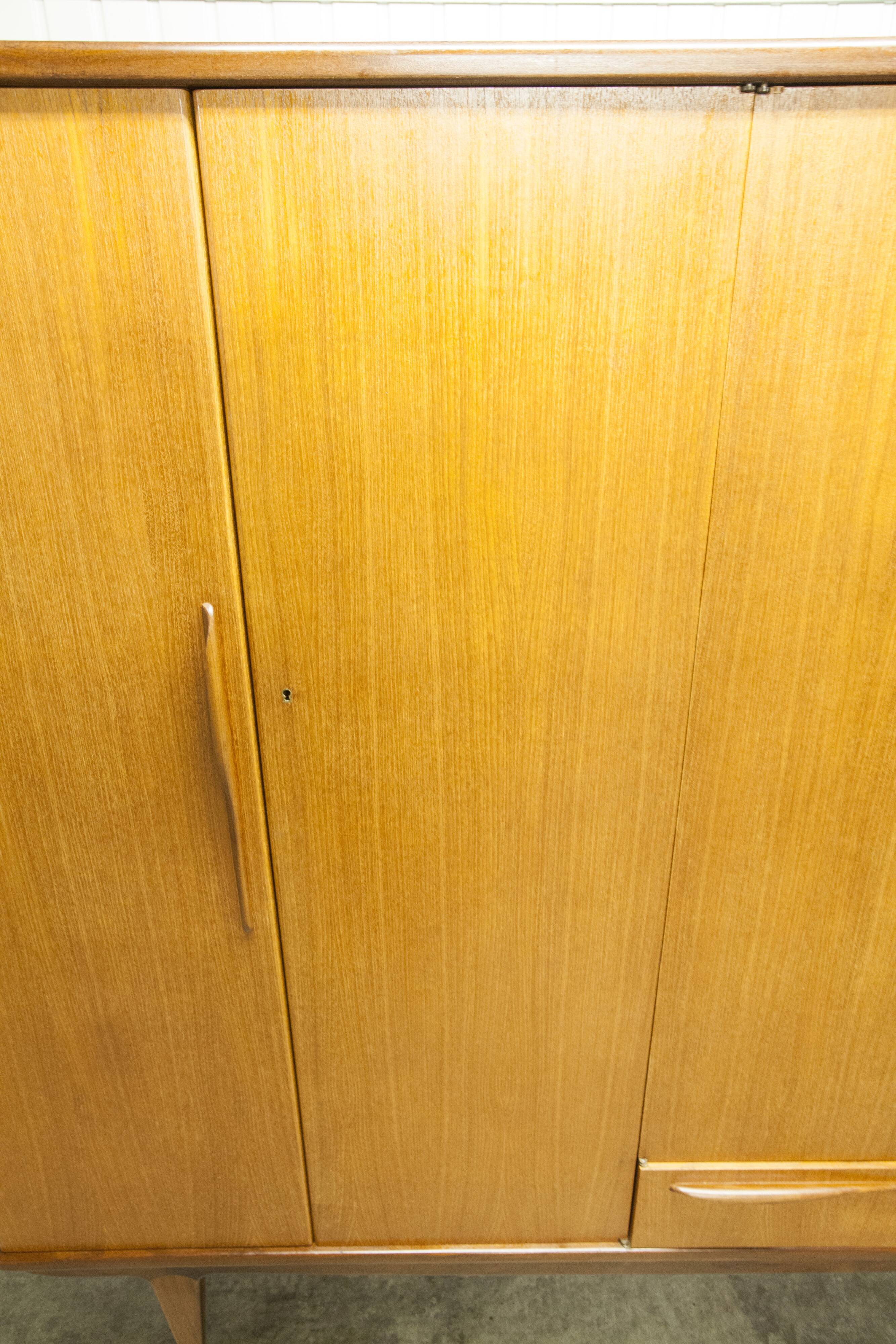 Scandinavian wardrobe 1960 teak 4 doors, 3 drawers, 2keys