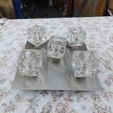 Vintage Aluminum and Glass Pendant Lamp