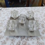 Vintage Aluminum and Glass Pendant Lamp