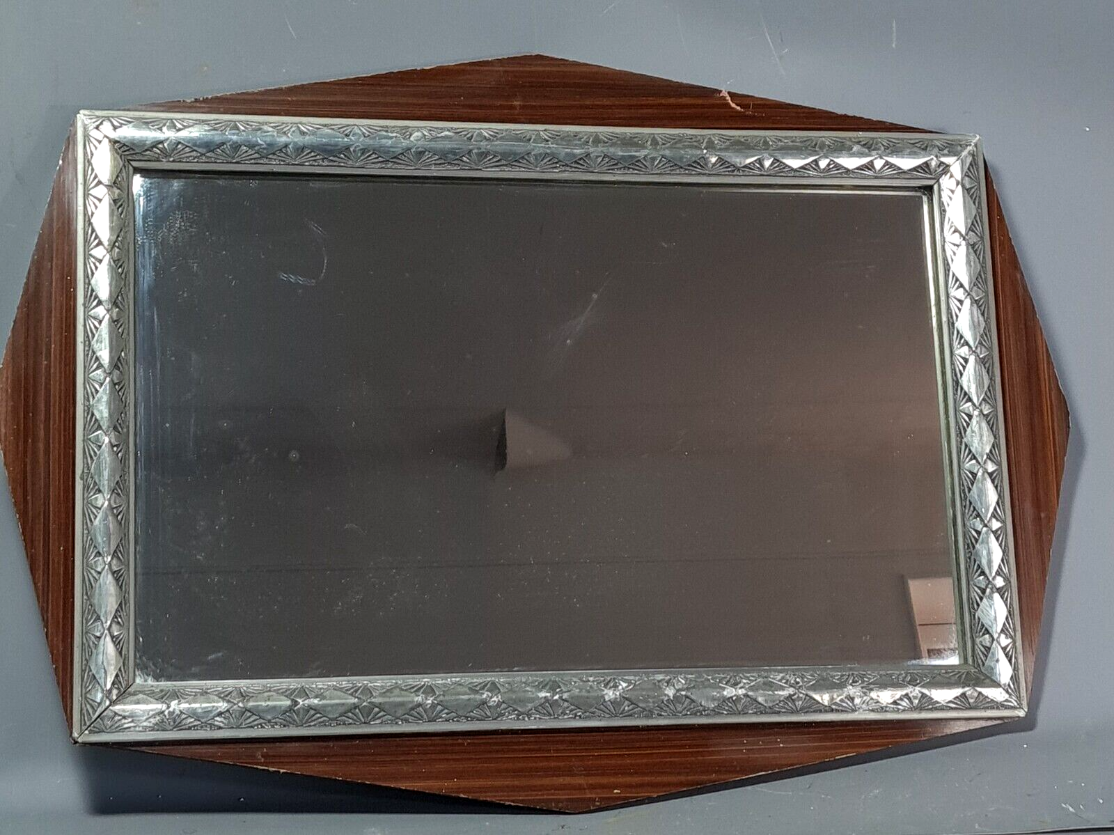 Art-deco mirror frame wood silver stucco 61x43 cm SB