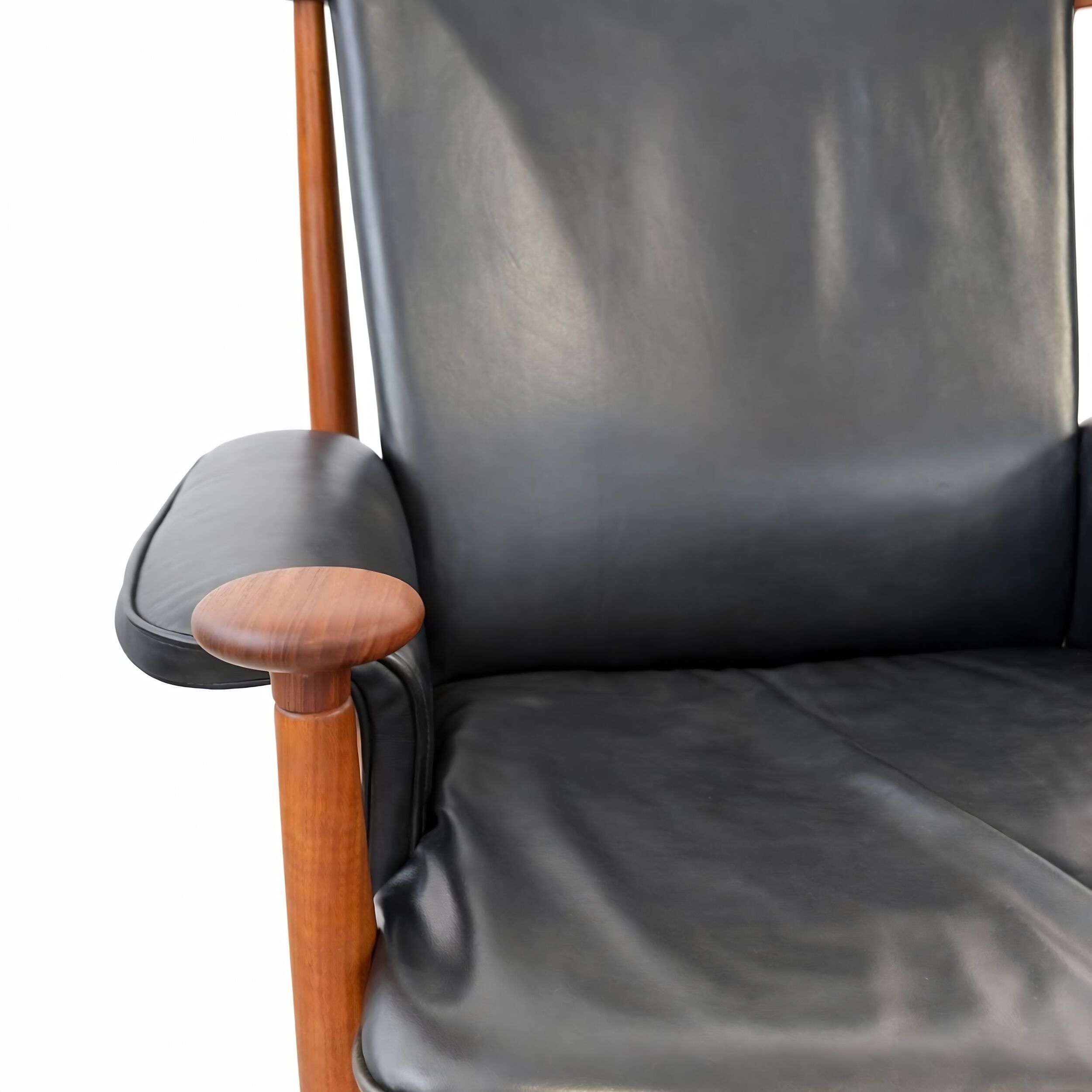 Bwana armchair in teak and leather by France and Son by Finn Juhl