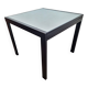 Italian metal table with frosted glass top, extendable.