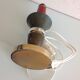 Brass lamp foot and art deco style wood