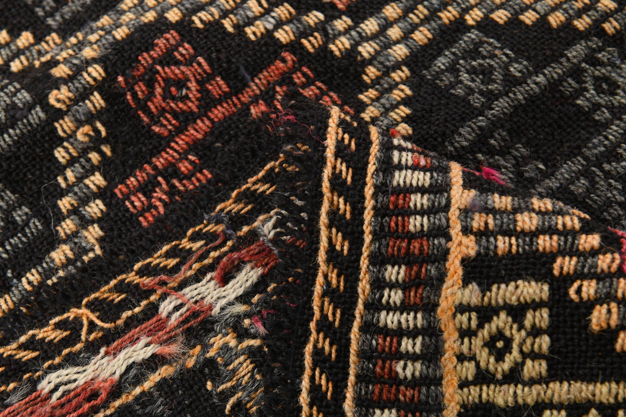 6x9 Pale Red & Yellow Geoemtric Kilim Rug, Handwoven Wool Antique Carpet
