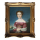Portrait miniature d'une jeune femme de style Biedermeier, XIXe siècle