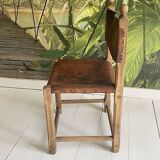Unique Hungarian Artisanal Oak and Leather Chair